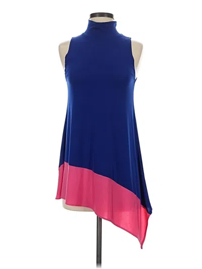 Pre-owned Julian Chang Sleeveless Top Blue Halter Neckline Tops