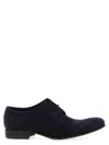 Julian Rounded Toe Suede Lace Up Shoes In Black