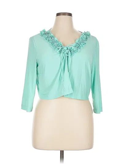 Pre-owned Julian Taylor 3/4 Sleeve Blouse In Blue