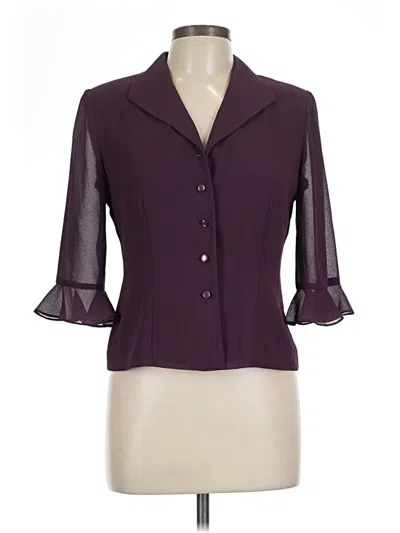 Pre-owned Julian Taylor 3/4 Sleeve Blouse In Purple