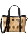 Juliana Cortini Tf Dnu  Dominique Straw & Leather Tote In Black
