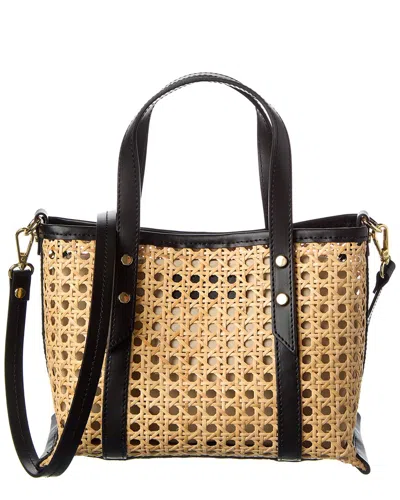 Juliana Cortini Dominique Straw & Leather Tote In Black