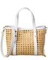 Juliana Cortini Dominique Straw & Leather Tote In White
