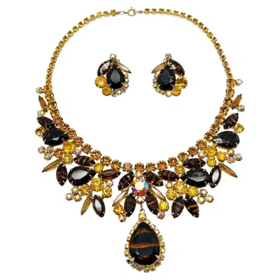 Pre-owned Juliana Exquisite 1950s  By Delizza & Elster Zebra Glass Crystal Demi Parure In Multi