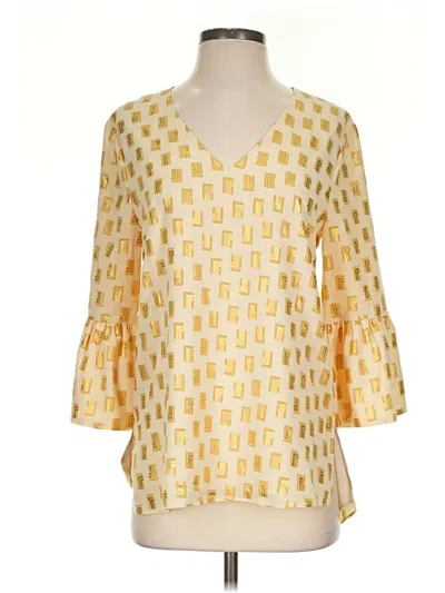 Pre-owned Julie Brown 3/4 Sleeve Blouse In Yellow