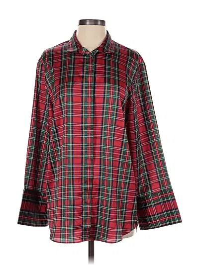 Pre-owned Julie Brown Long Sleeve Button Down Shirt In Red