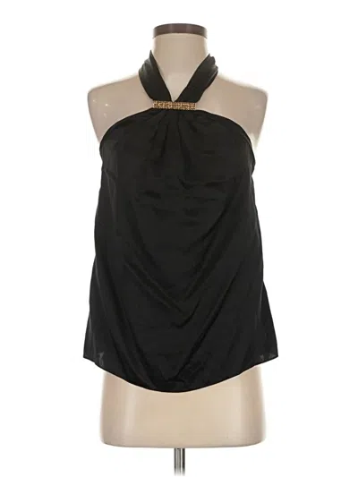 Pre-owned Julie Brown Sleeveless Silk Top Black Halter Neckline Tops