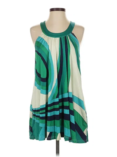 Pre-owned Julie Brown Sleeveless Silk Top Green Halter Neckline Tops