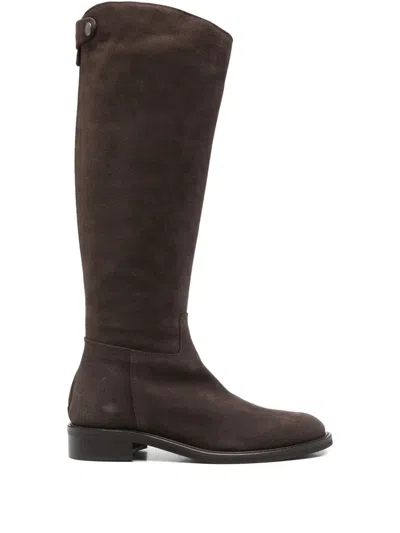 Julie Dee 30mm Knee-high Suede Boots In Brown