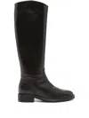 Julie Dee Low Heels Boots In Dark Brown Leather In Brown