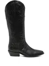 Julie Dee 35mm Leather Cowboy Boots In Black