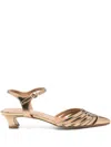 Julie Dee 35mm Leather Pumps In Gold