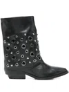 Julie Dee 40mm Eyelet Pointed-toe Boots In Black