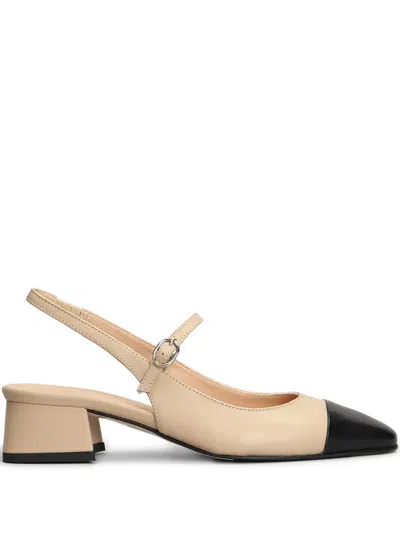 Julie Dee 45mm Leather Pumps In Beige