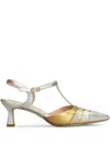 Julie Dee Pumps In Platinum Leather In Gold