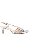 Julie Dee 55mm Leather Pumps In Silver