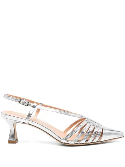 Julie Dee 55mm Leather Pumps In Silver