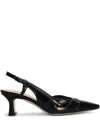 Julie Dee Pumps In Black Leather In 黑色