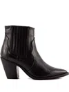 Julie Dee 70mm Leather Pointed-toe Block-heel Boots In Black