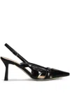 Julie Dee Pumps In Black Leather In Black