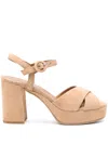 Julie Dee Sandals In Beige Suede