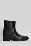 Julie Dee Ankle Boots Inside Wedge In Black Leather In Animal Print