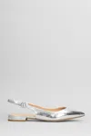 Julie Dee Ballet Flats In Silver Leather In Silver