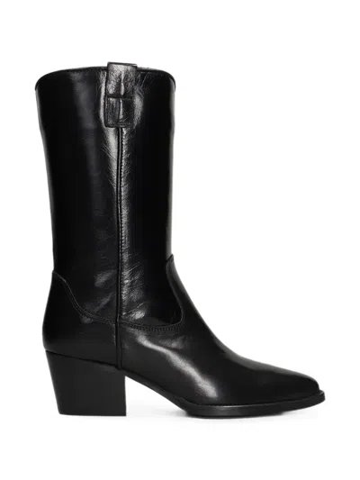 Julie Dee Block-heel Texan Boots In Black