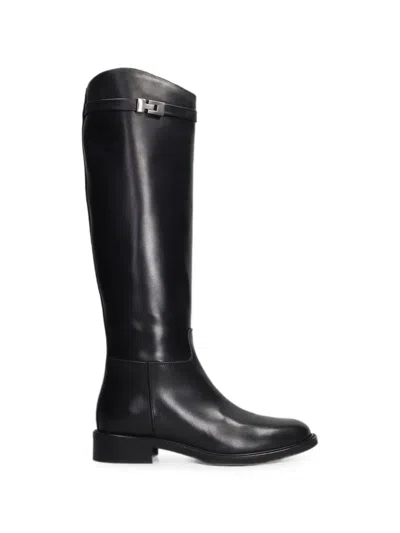 Julie Dee Buckle-detail Leather Boots In Black