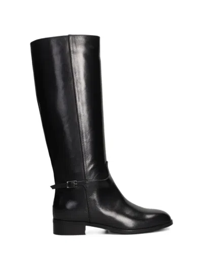 Julie Dee Buckle-detail Leather Boots In Black
