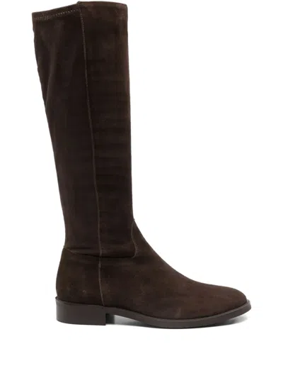 Julie Dee Calf-suede Knee-high Boots In Brown