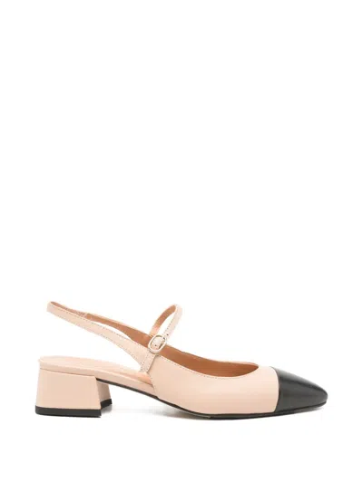 Julie Dee Cap-toe Slingback Heeled Pumps In Neutral