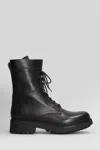 Julie Dee Combat Boots In Black Leather In Black