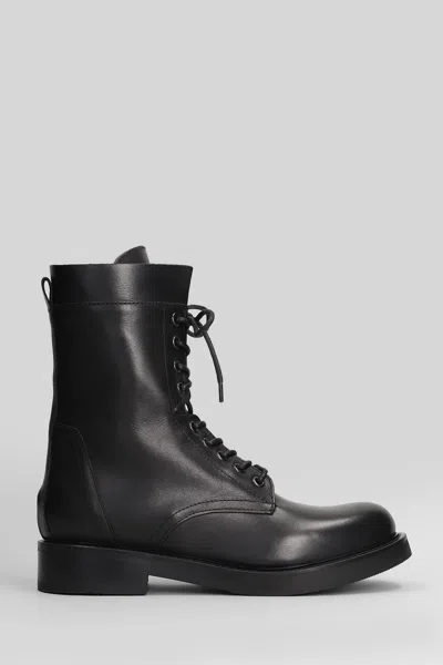 Julie Dee Combat Boots In Black Leather