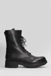 Julie Dee Combat Boots In Black Leather In Multi