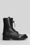 Julie Dee Combat Boots In Black Leather In Multi