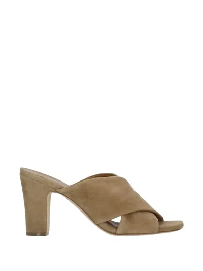 Julie Dee Criss-cross Suede Sandals In Neutral