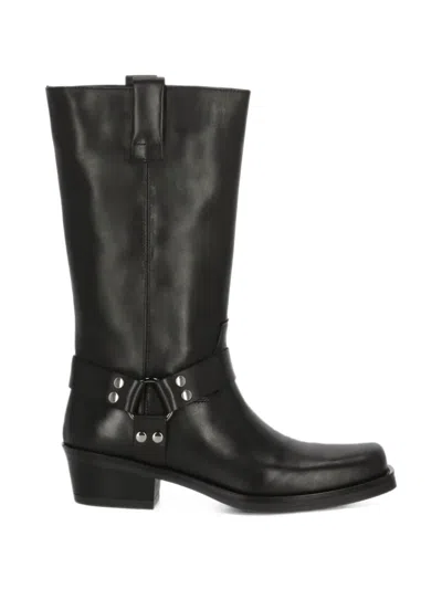 Julie Dee Harness-detail Leather Boots In Black