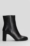 Julie Dee High Heels Ankle Boots In Black Leather In Black
