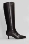 Julie Dee Leather Pointed-toe Knee-high Boots In Brown