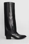 Julie Dee High Heels Boots In Black Leather In Black