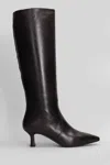 Julie Dee Leather Pointed-toe Knee-high Boots In Brown