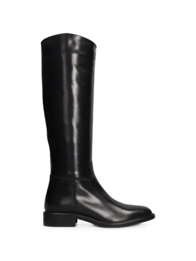 Julie Dee Knee-high Leather Boots In Black