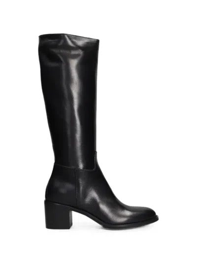 Julie Dee Knee-high Leather Boots In Black