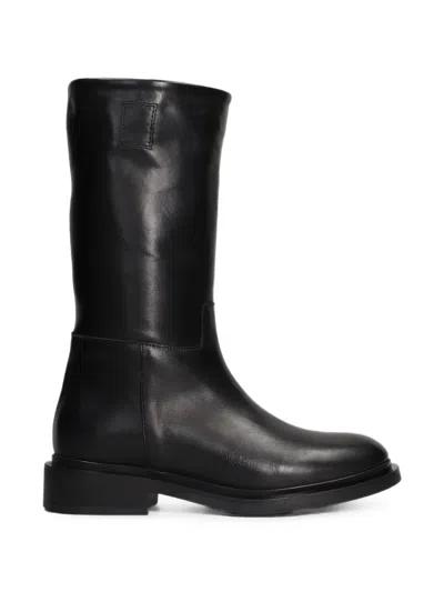 Julie Dee Knee-high Leather Boots In Black