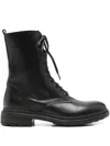 Julie Dee Combat Boots In Black Leather In Black