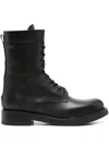 Julie Dee Lace-up Leather Boots In Black