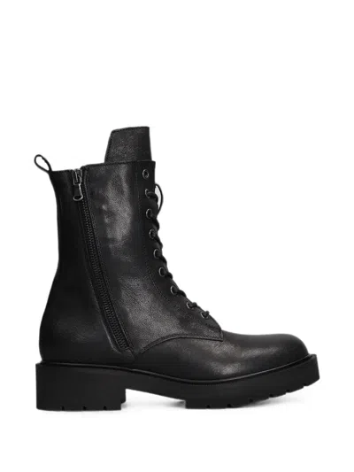 Julie Dee Lace-up Combat Boots In Black