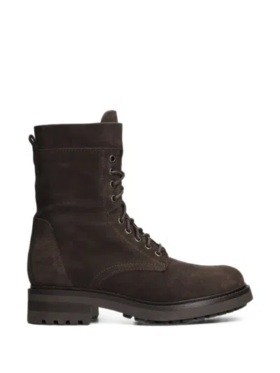Julie Dee Lace-up Suede Boots In Brown