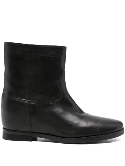 Julie Dee Leather Ankle Boots In Black